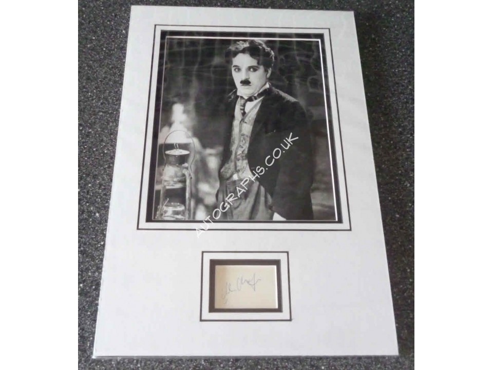 Charlie Chaplin genuine authentic signed autograph signature display. COA UACC
