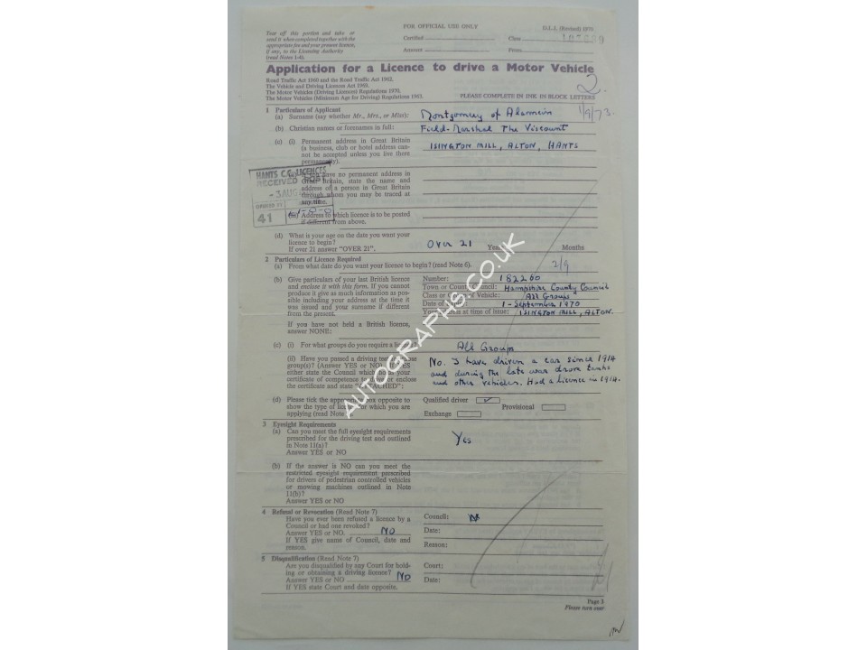 Montgomery Of Alamein genuine authentic signed autograph signature. COA UACC