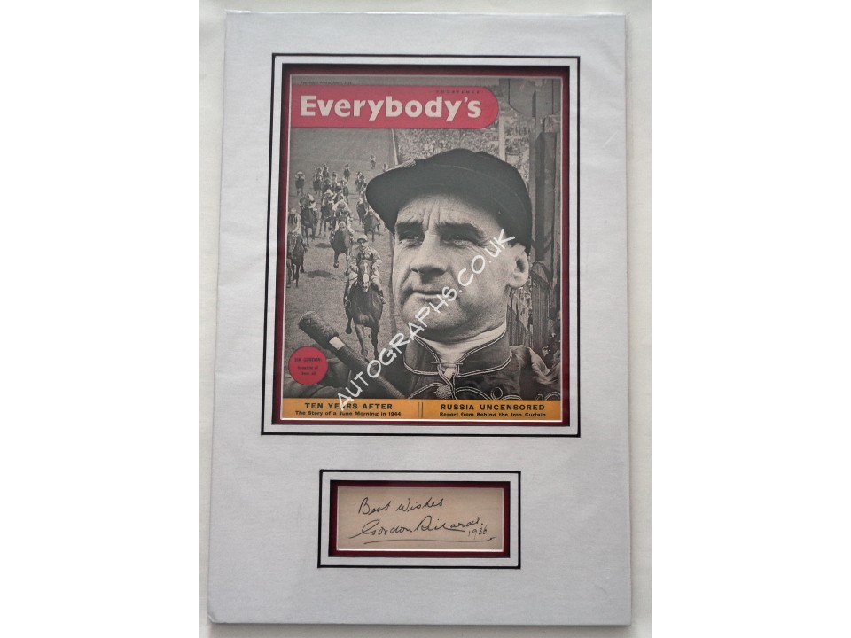 Sir Gordon Richards Horse Racing genuine authentic autograph signature and photo. COA UACC