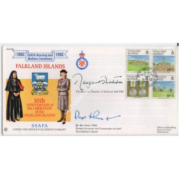 Margaret Thatcher PM Rex Hunt genuine authentic signed autograph FDC. COA UACC