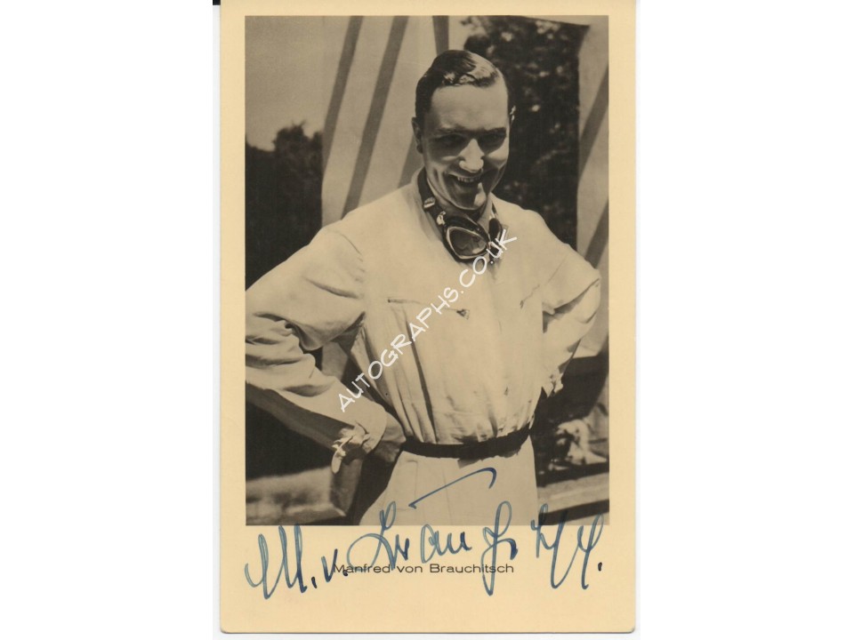 Manfred Von Brauchitsch Mercedes genuine authentic signed autograph photo. COA UACC