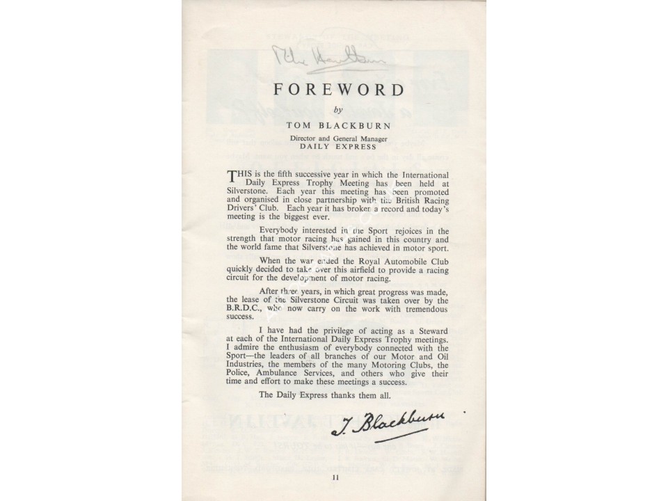 Mike Hawthorn Ferrari F1 genuine signed authentic autograph page. COA UACC