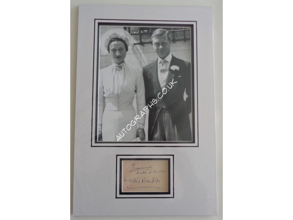 Edward Duke Windsor Wallis Simpson genuine authentic signed autograph display. COA UACC