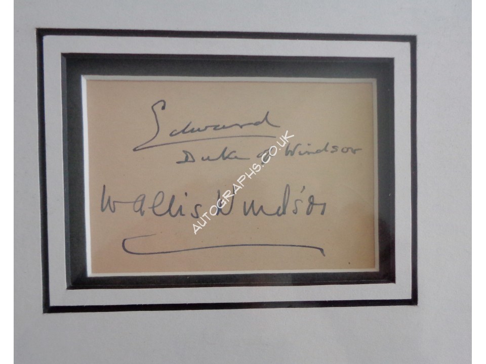 Edward Duke Windsor Wallis Simpson genuine authentic signed autograph display. COA UACC