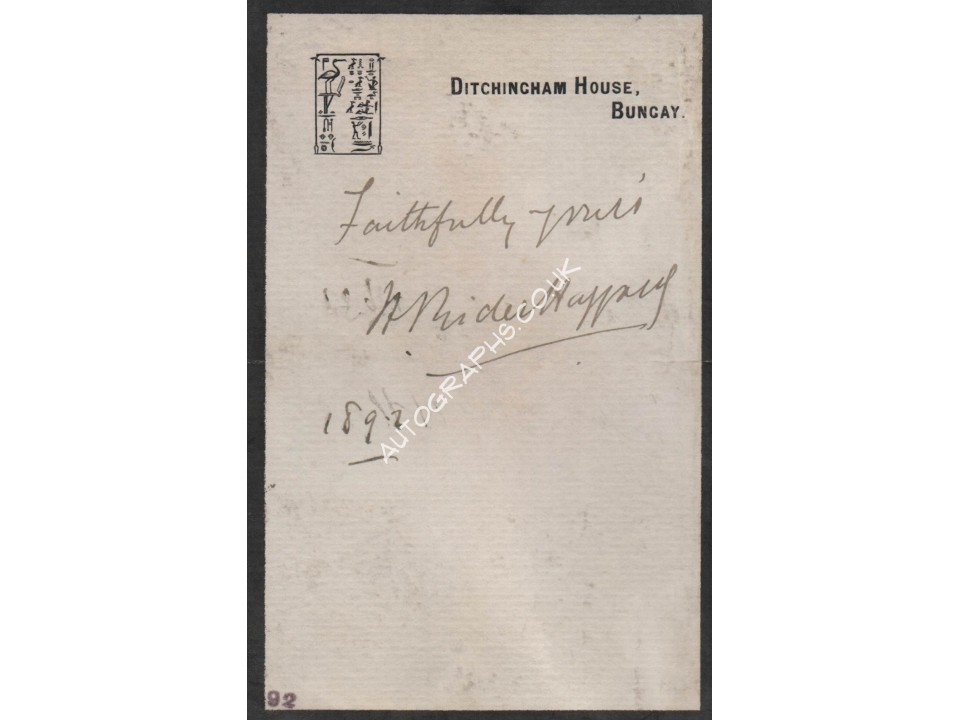 H Rider Haggard genuine authentic autograph signed letter. COA UACC H Rider Haggard genuine authentic autograph signed letter. COA UACC