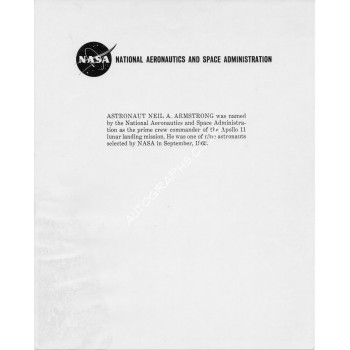 Neil Armstrong Apollo 11 autograph signed NASA litho image.. COA UACC