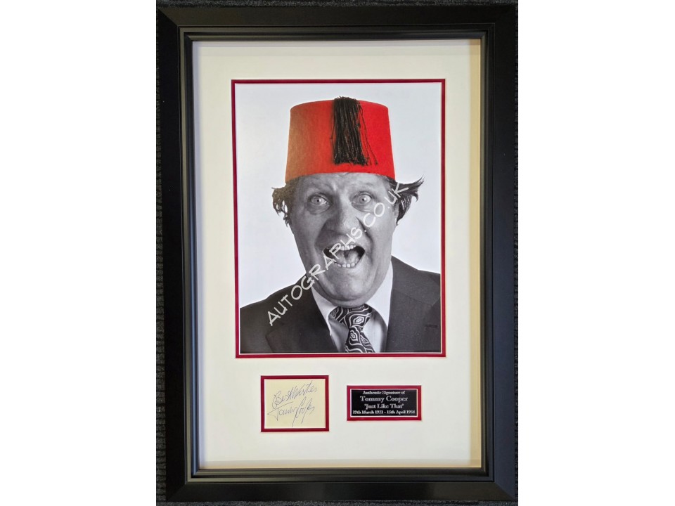 Tommy Cooper Comedy Legend authentic signed framed autograph. COA UACC