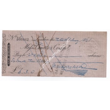 Charles Dickens signed authentic genuine signature cheque check. COA UACC