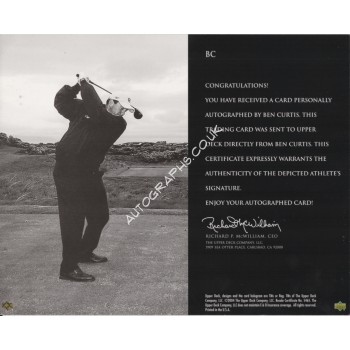 Ben Curtis golf Upper Deck signed authentic genuine signature image. COA UACC