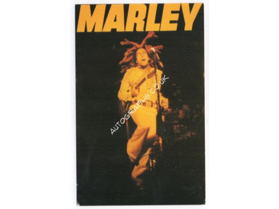 Bob Marley music signed genuine authentic signature postcard. COA UACC Bob Marley music signed genuine authentic signature postcard. COA UACC