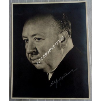 Alfred Hitchcock large signed genuine signature photo. COA UACC