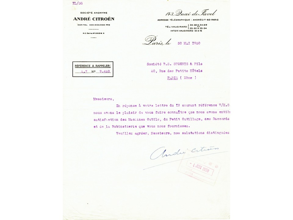 Andre-Gustave Citroen genuine authentic signed autograph signatures. COA UACC