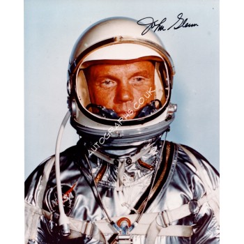 John Glenn Mercury signed genuine signature photo NASA. COA UACC