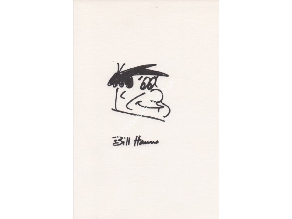 Bill Hanna Fred Flintstone signed genuine signature autograph sketch. COA UACC