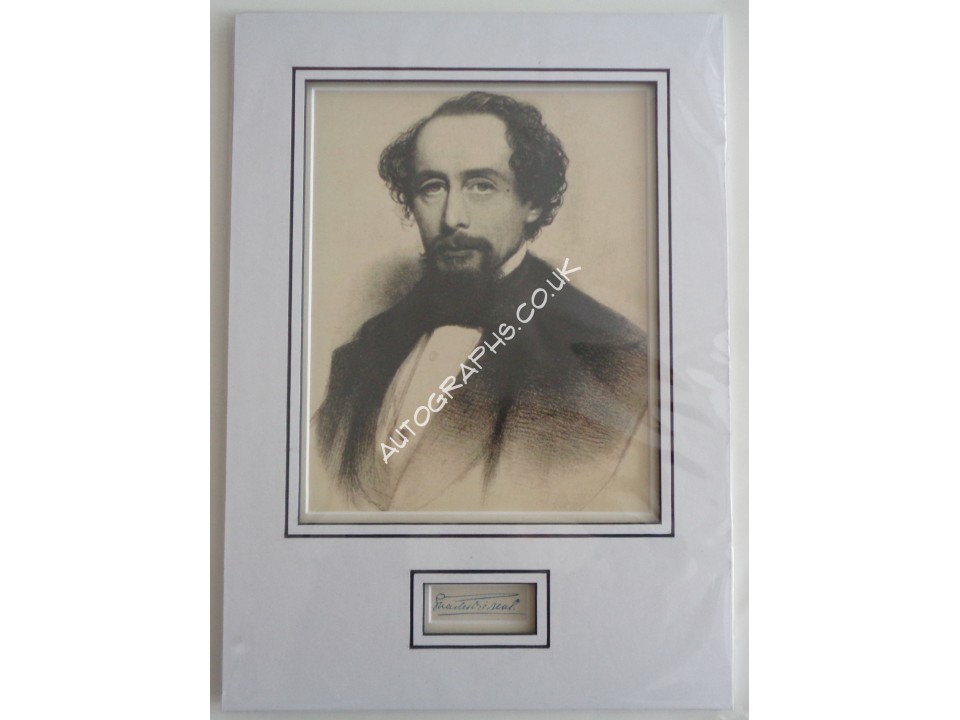 Charles Dickens signed authentic genuine signature autograph display. COA UACC Charles Dickens signed authentic genuine signature autograph display. COA UACC