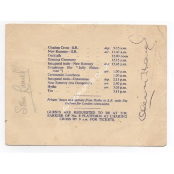 Stan Laurel and Oliver Hardy signed authentic genuine signature autograph ticket invitation. COA UACC