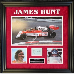 James Hunt F1 McLaren authentic signed genuine signature photo display. COA UACC