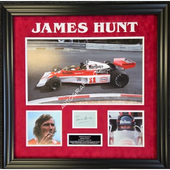 James Hunt F1 McLaren authentic signed genuine signature photo display. COA UACC