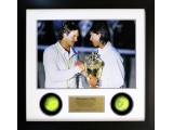 Roger Federer, Rafael Nadal signed genuine authentic tennis ball display. COA UACC