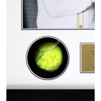 Roger Federer, Rafael Nadal signed genuine authentic tennis ball display. COA UACC
