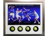 Andy Murray, Federer, Nadal, Djokovic signed genuine authentic tennis ball display. COA UACC