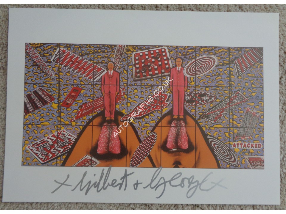 Gilbert and George authentic genuine signature signed print 'Attacked'. COA UACC Gilbert and George authentic genuine signature signed print 'Attacked'. COA UACC