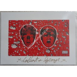 Gilbert and George authentic genuine signature signed print 'Blood Heads'. COA UACC