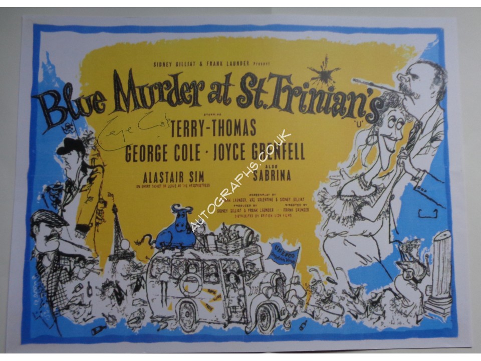 George Cole St Trinians authentic genuine signature signed poster. COA UACC