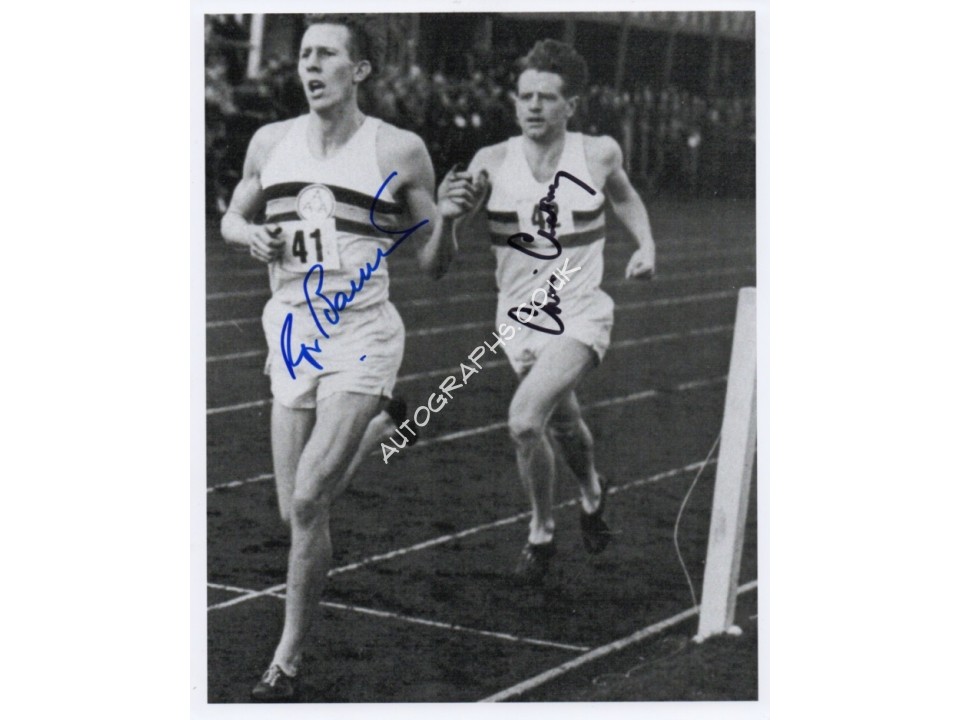 Roger Bannister Chris Chataway signed authentic genuine signature photo. COA UACC