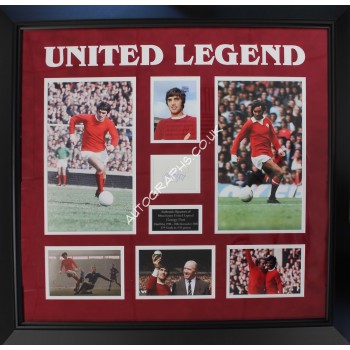 George Best Man United Football genuine signature authentic photo display. COA UACC