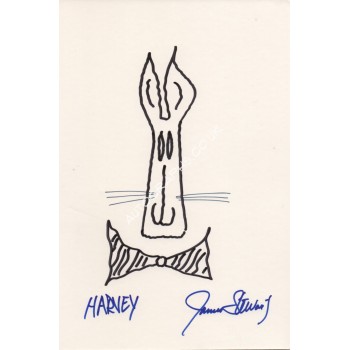 James Jimmy Stewart Harvey genuine signature authentic sketch display. COA UACC