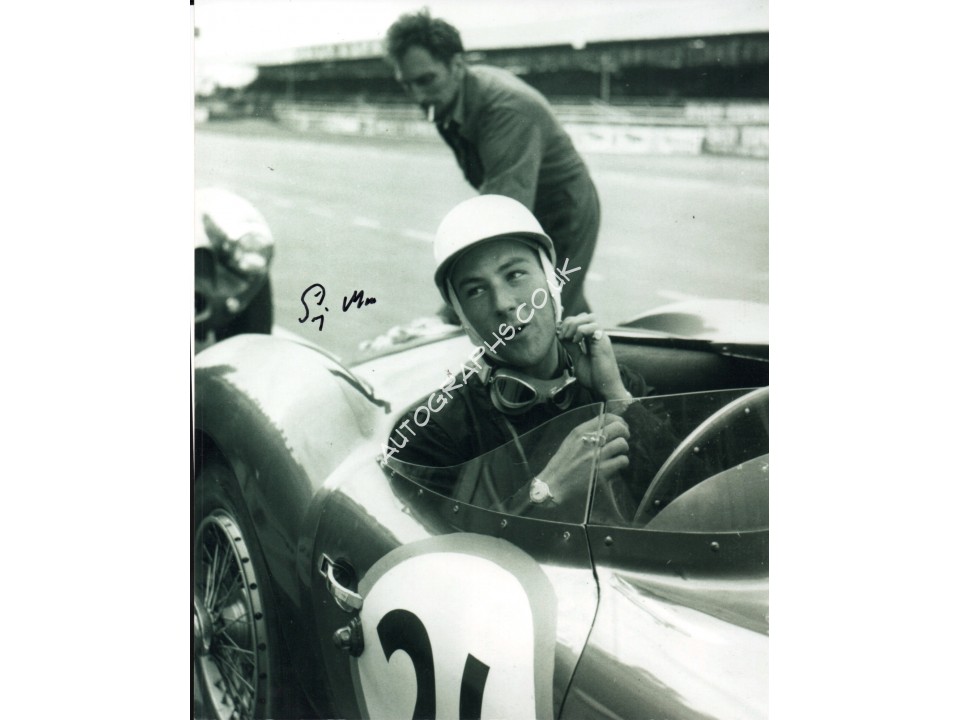 Stirling Moss F1 Vanwall etc genuine signed authentic signature photo. COA UACC