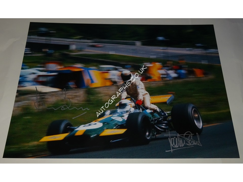 Jackie Stewart Derek Bell genuine signed authentic signature photo. COA UACC