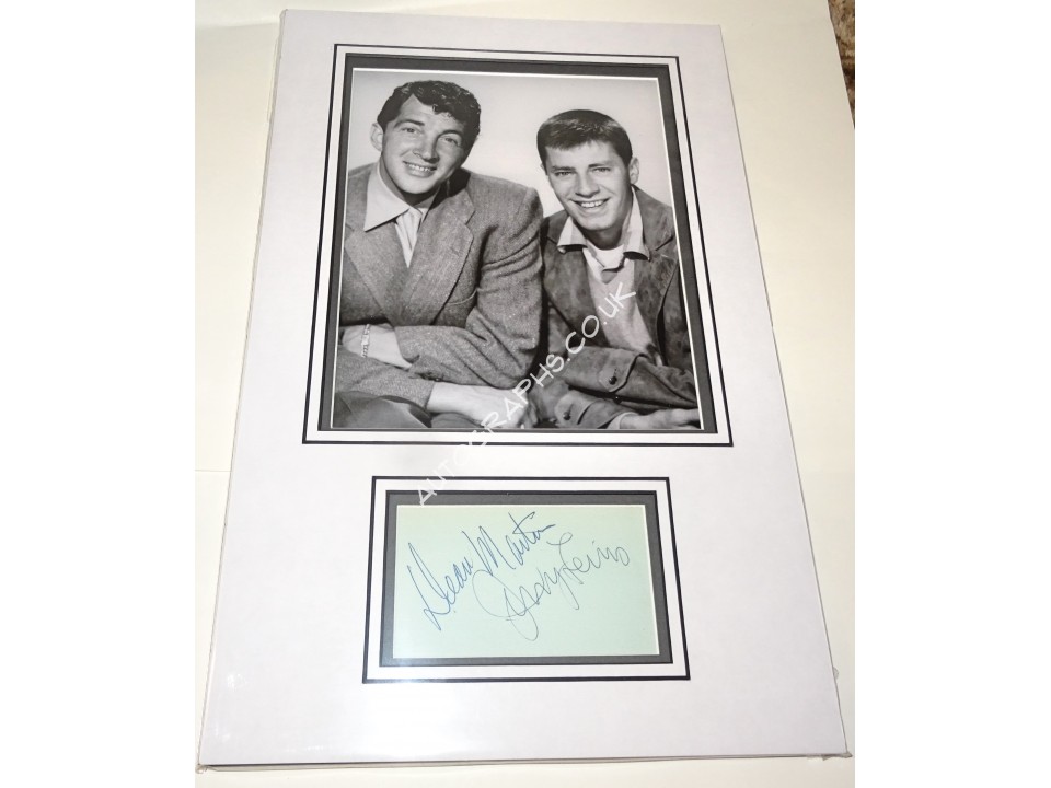 Dean Martin Jerry Lewis genuine authentic autograph signature photo display. COA UACC Dean Martin Jerry Lewis genuine authentic autograph signature photo display. COA UACC