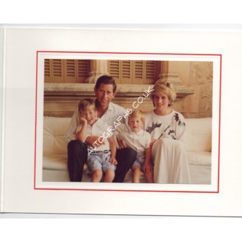 Princess Diana and Prince Charles genuine authentic autograph signature Christmas card. COA UACC