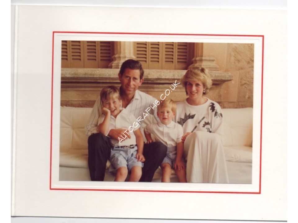 Princess Diana and Prince Charles genuine authentic autograph signature Christmas card. COA UACC