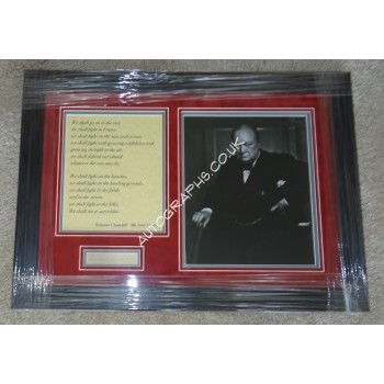 Winston Churchill authentic signed genuine autograph signature photo display. COA UACC