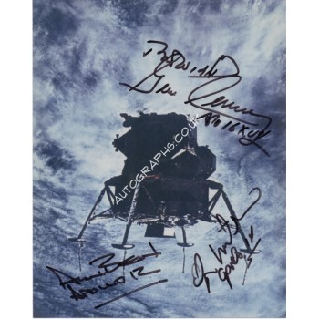 Apollo Gene Cernan Alan Bean Edgar Mitchell signed genuine photo. COA UACC