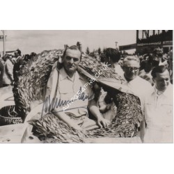 Herman Lang Mercedes signed authentic genuine signature photo. COA UACC