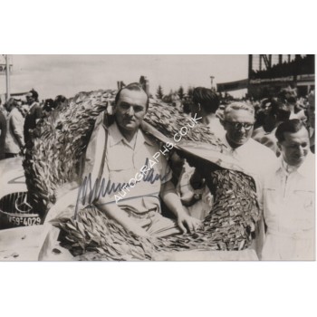 Herman Lang Mercedes signed authentic genuine signature photo. COA UACC