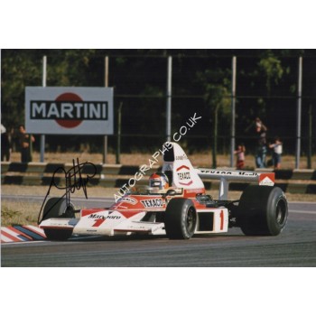 Emerson Fittipaldi F1 Mclaren world champion signed genuine signature photo. COA UACC