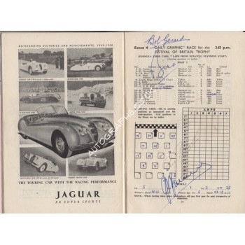 Guiseppe Farina Prince Bira genuine authentic original signed programe. COA UACC