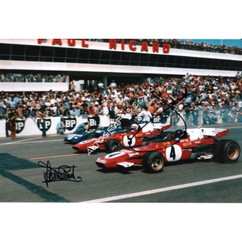 Jackie Stewart Jackie Ickx F1 signed genuine signature authentic photo. COA UACC