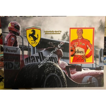 Michael Schumacher F1 Ferrari signed genuine signature photo display. COA UACC