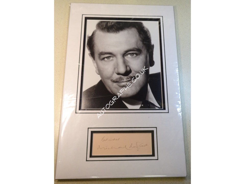 Michael Redgrave signed genuine signature autograph display. COA UACC Michael Redgrave signed genuine signature autograph display. COA UACC