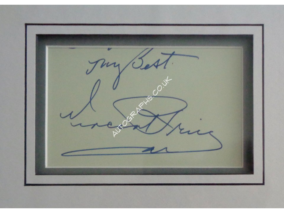 Vincent Price Batman Horror signed genuine signature autograph display. COA UACC