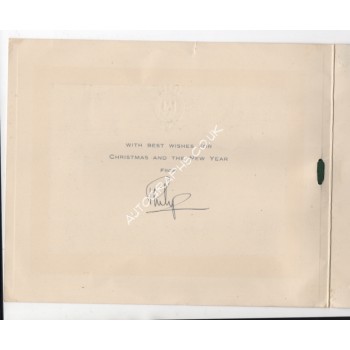 Prince Philip signed genuine signature autograph Christmas card. COA UACC