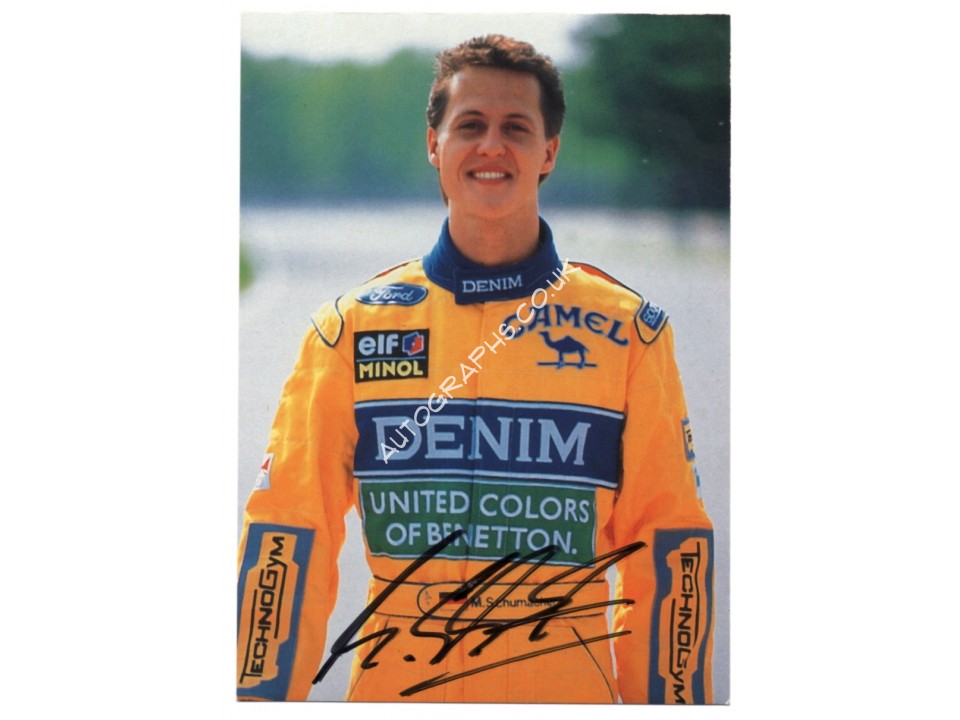 Michael Schumacher Benetton F1 genuine authentic signed photo. COA UACC Michael Schumacher Benetton F1 genuine authentic signed photo. COA UACC
