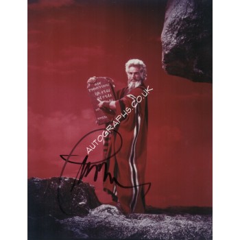 Charlton Heston genuine signed authentic signature photo. COA UACC