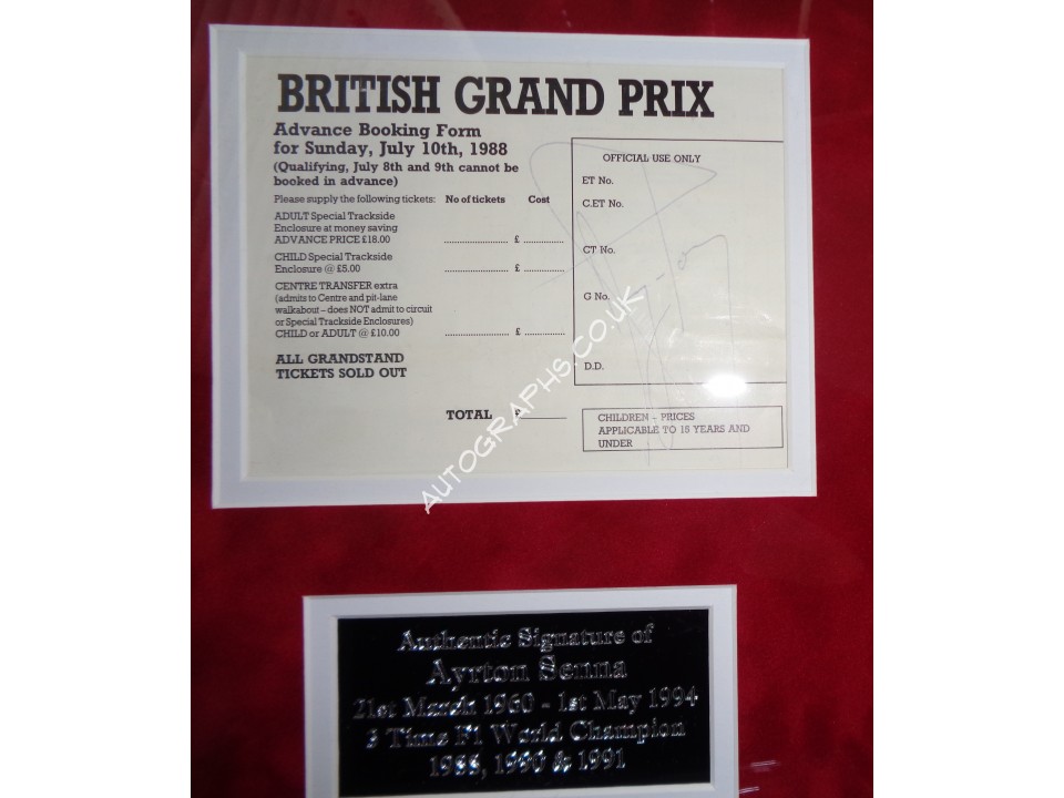 Ayrton Senna F1 McLaren signed genuine signature autograph display. COA UACC